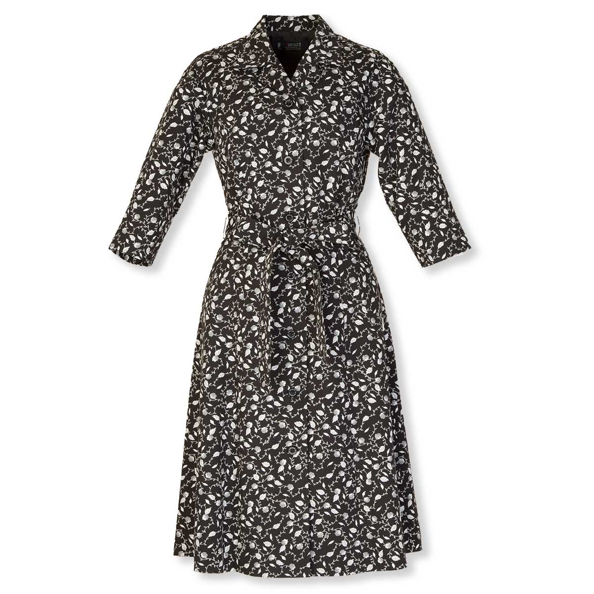 前ボタン付きワンピース 七分袖 フクゾー洋品店